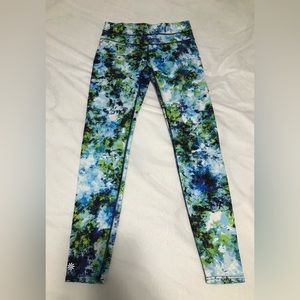 Athleta Womens Blue Tie Dye Stretch Gym Athletic Yoga Leggings Pants Size Small